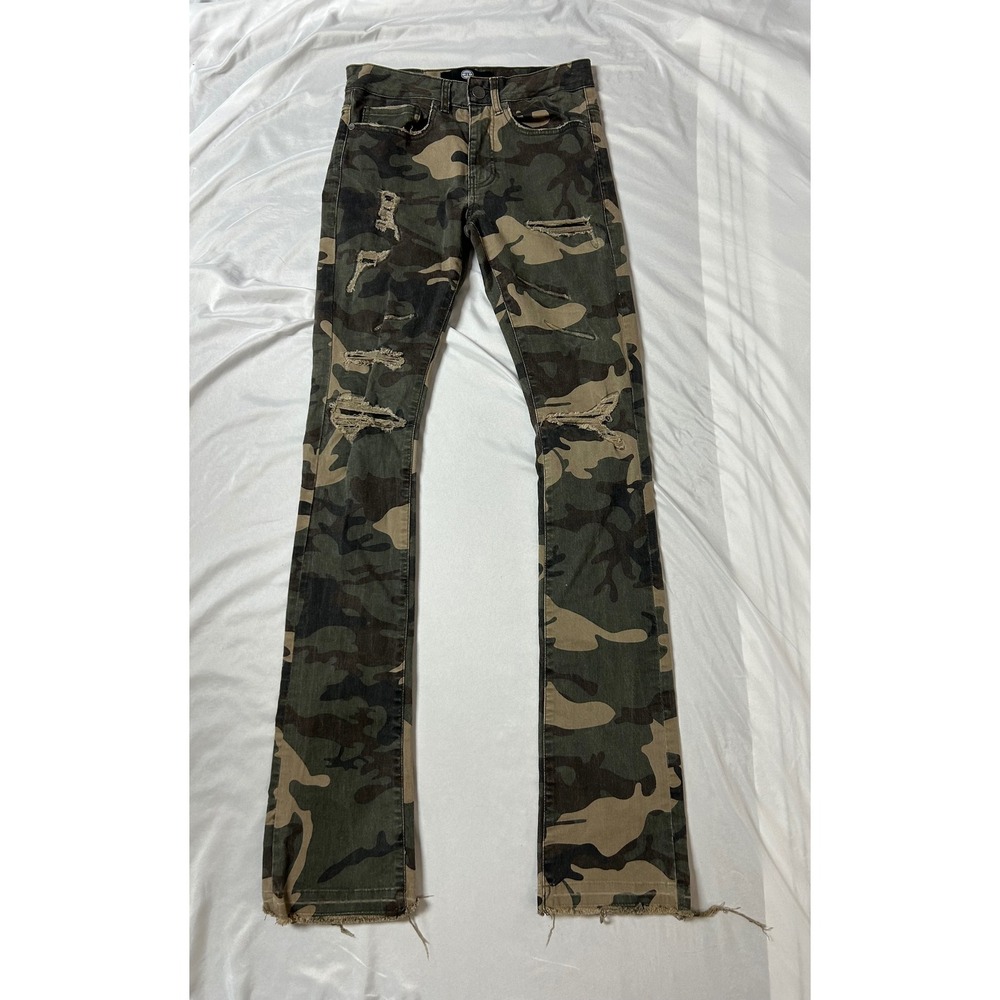 Jordan Craig Martin Stacked Camo Distressed Jeans Mens 28 Woodland Camouflage